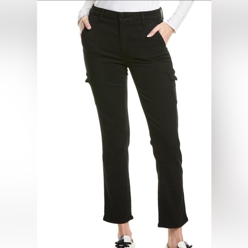 Paige Jolie Slim Straight Cargo Jeans in Black Shadow Size 27